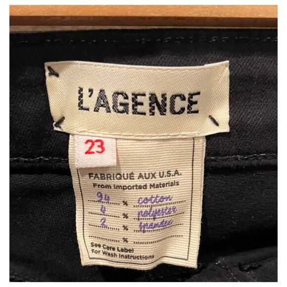 L'AGENCE Margot Side-Studded High-Rise Coated Skinny Black Jeans - Picture 2 of 4